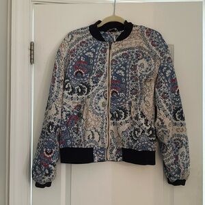 Free People Paisley Bomber Jacket